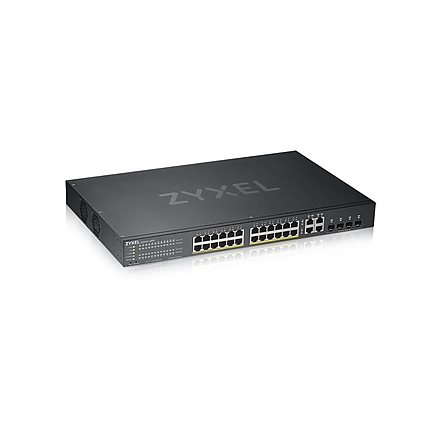 ZyXEL GS1920-24HPv2, 28 Port Smart Managed Switch 24x Gigabit Copper and 4x Gigabit dual pers., hybird mode, standalone or NebulaFlex Cloud