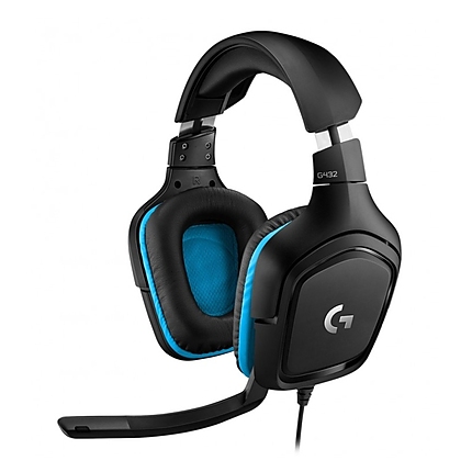 Logitech G432 Surround Headset, 50 mm Drivers, 7.1 DTS Headphone:X 2.0 Surround, Leather Ear Cushions, PC, Nintendo Switch, PS4, Xbox One, Black