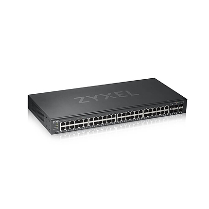 ZyXEL GS1920-48v2, 50 Port Smart Managed Switch 44x Gigabit Copper and 4x Gigabit dual pers., hybrid mode, standalone or NebulaFlex Cloud