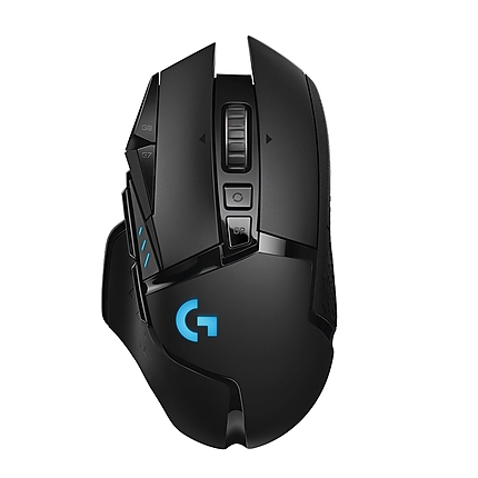 Logitech G502 Wireless Mouse, Lightsync RGB, Lightspeed Wireless, HERO 25K DPI Sensor, 400 IPS, 4x2g + 2x4g Optional Weights, 11 Programmable Buttons, 121g, Black