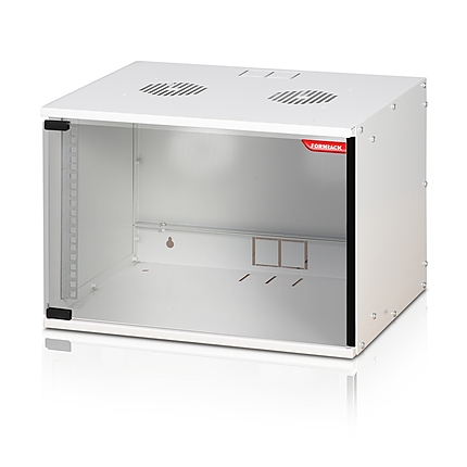 Formrack 19" Wall Mounted rack 7U SOHO 512/400mm, height: 358mm, loading capacity: 50kg., tempered glass door, 19" front rails