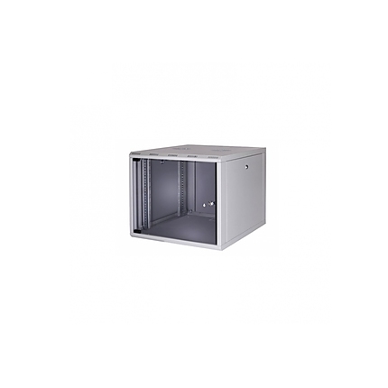 Formrack 19" Wall Mounted rack 9U SOHO 512/400mm, height: 448mm, loading capacity: 50kg., tempered glass door, 19" front rails