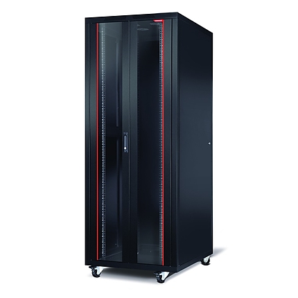 Formrack 19" Free standing rack 42U 600/600mm, height: 2098 mm, loading capacity: 600 kg, front tempered glass door, openable locking sides and back (does not include castor/feet group)