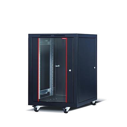 Formrack 19" Free standing rack 20U 600/1000mm, height: 1120 mm, loading capacity: 600 kg, front tempered glass door, openable locking sides and back (does not include castor/feet group)