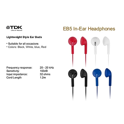 TDK EB-5 In Ear Earphone - Black, White, Red