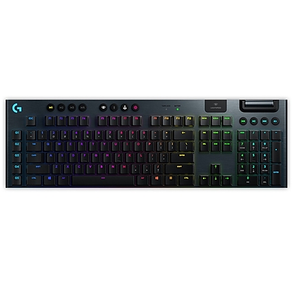 Logitech G915 Wireless Keyboard, GL Clicky Low Profile, Lightspeed Wireless, Lightsync RGB, 5 Marco G-Keys, 3 On-Board Profiles, Game Mode, Media Controls, Carbon