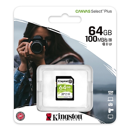 Memory card Kingston Canvas Select Plus SD 64GB, Class 10 UHS-I