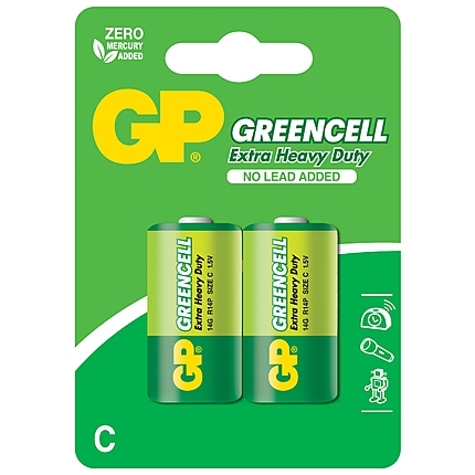 Цинк карбонова батерия GP R14 14G-U2 Greencell /2 бр. в опаковка/ BLISTER 1.5V