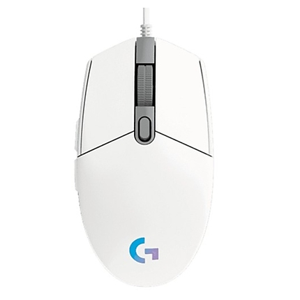Logitech G102 Mouse, Lightsync RGB, 8000 DPI, 6 Programmable Buttons, White