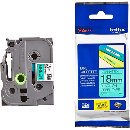 Brother TZe-741 Tape Black on Green, Laminated, 18mm, 8 m - Eco