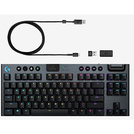 Logitech G915 Wireless TKL Keyboard, GL Tactile Low Profile, Lightspeed Wireless, Lightsync RGB, Game Mode, Media Controls, Carbon