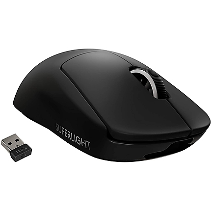 Logitech G Pro X Superlight Wireless Mouse, Lightspeed Wireless 1ms, HERO 25K DPI Sensor, 400 IPS, Onboard Memory, >63g, Black