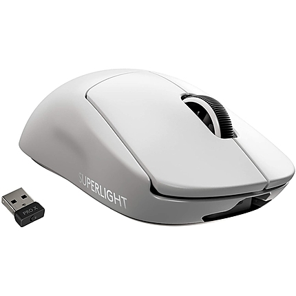 Logitech G Pro X Superlight Wireless Mouse, Lightspeed Wireless 1ms, HERO 25K DPI Sensor, 400 IPS, Onboard Memory, >63g, White