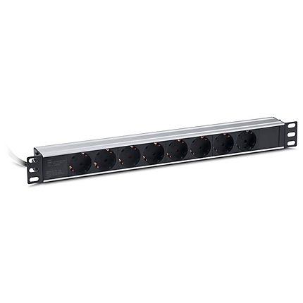 Formrack 19" 8 way power outlet strip (Schuko)  Aluminium 1U