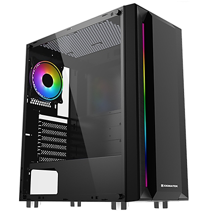 Chassis Helios EN43224, ATX, M-ATX, Mini ITX USB3.0x1 + USB2.0x2, Rainbow LED Stripe Frontpanel, Left Tempered Glass, 1xCR120