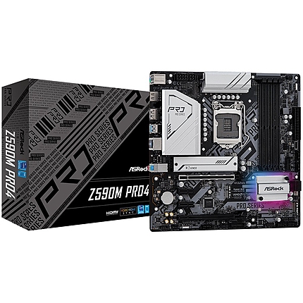 ASROCK Main Board Desktop Z590M Pro4 (S1200, 4xDDR4, 4xPCIe x16, 2xPCIe x1, SATA III, 1 xM.2, 1 xUlraM.2, USB3.0, GLAN, HDMI, DP), Retail