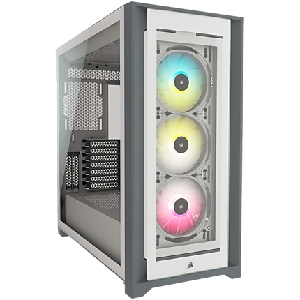 CORSAIR iCUE 5000X RGB Tempered Glass Mid-Tower ATX PC Smart Case — White