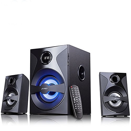 Multimedia Bluetooth Speakers F&D F380X (2.1 Channel Surround, 54W, 110Hz-20KHz, Subwoofer: 30-118Hz, Bluetooth 4.0, NFC, USB/SD card reader, FM digital, LED display, Remote control, Wooden, Black