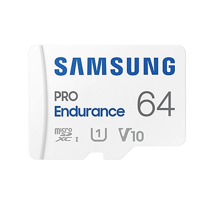 Samsung 64 GB micro SD PRO Endurance, Adapter, Class10, Waterproof, Magnet-proof, Temperature-proof, X-ray-proof, Read 100 MB/s - Write 30 MB/s