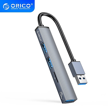 Orico хъб USB3.0/2.0 HUB 3 port + card reader, Aluminum - AH-A12F-GY