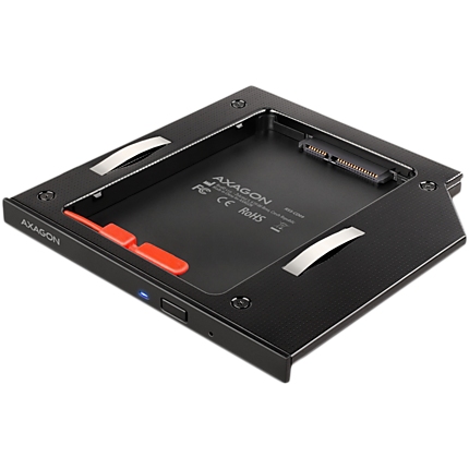 AXAGON RSS-CD09 2.5" SSD/HDD caddy into DVD slot, 9.5 mm, LED, ALU