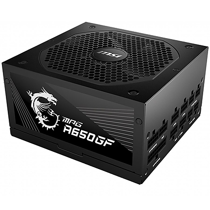 MSI MPG A650GF Power Supply 650W, 80 PLUS Gold, Japanese capacitors, Fully Modular, Flat Black Cables, 140mm fan, EU plug