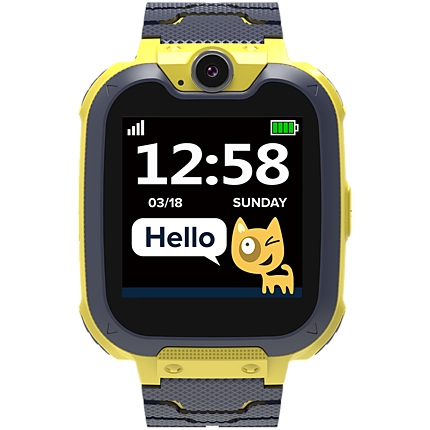 CANYON Kids smartwatch, 1.54 inch colorful screen, Camera 0.3MP, Mirco SIM card, 32+32MB, GSM(850/900/1800/1900MHz), 7 games inside, 380mAh battery, compatibility with iOS and android, Yellow, host: 54*42.6*13.6mm, strap: 230*20mm, 45g