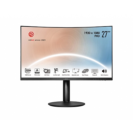 MSI Modern MD271CP, 27"1920x1080 (FHD), 75Hz, 4ms, VA, 250 nits, 1500R, USB-C & HDMI, Adaptive Sync, CURVED, Type-C, Height Adjustable Stand, Eye care