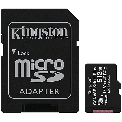 Kingston 512GB micSDXC Canvas Select Plus 100R A1 C10 Card + ADP EAN: 740617298727