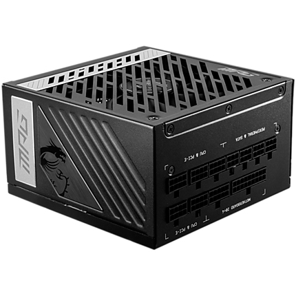 MSI MPG A1000G, 1000W, 80 Plus Gold, ATX Form Factor, 100~240 Vac Input Voltage, 50Hz ~ 60Hz Input Frequency, 135 mm Fan, 150 x 150 x 86mm, Active PFC, OCP, OVP, OPP, OTP, SCP, UVP, ATX, 2xEPS, 7XPCi-E, 12xSATA, 4xMOLEX, 1xFDD