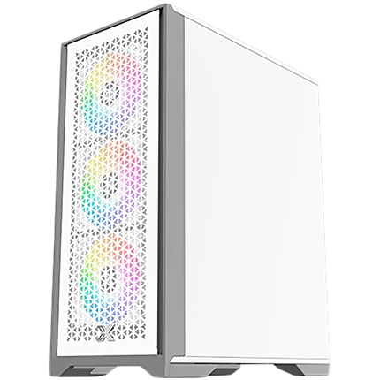 LUX S Arctic EN48298 White, ATX/M-ATX/Mini ITX, U3x1+U2x2, Metal Vents FP & Left TG, 4PCS X24A Arctic Fan & Galaxy II Arctic Fan Control Kit