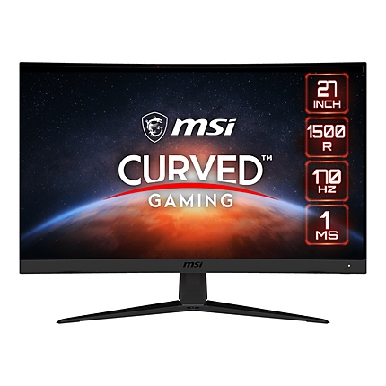 MSI Optix G27CQ5, 27", 1ms, 170Hz, VA, WQHD 2560x1440, CURVED 1500R, AG, 91% DCI-P3, FreeSync, Anti-Flicker, LBL, Night Vision, 250 cd/m2, Contrast 3000:1, DCR 100M:1, 2 x HDMI 2.0, DP, 1x Earphone out , Tilt, VESA100, Frameless, 9S6-3CB01T-034