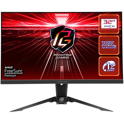 Asrock Gaming Monitor, 31.5" QHD(2560x1440) VA, AG, 165 Hz, 92% sRGB, 16:9, 3000:1, 550 cd/mВІ, 178Вє/178Вє, 1ms (MPRT), Flicker-free, High, Swivel and Tilt adjustment, 2x 2W Speakers, 2x HDMI 2.0, 1x DP 1.2, 1x Audio Jack (3.5mm), Wi-Fi antenna, 3Y