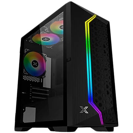 Gemini II EN48649, Black, MATX/ Mini-ITX, U3x1+U2x2, Meshed Grill ARGB LED Frontpanel & Left TG, 3PCS X24F Fixed RGB Fan