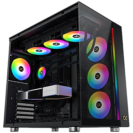 Xigmatek AQUA Ultra Air EN41907, Black, E-ATX/ATX/M-ATX/MINI ITX, USB 3.0 X 2, USB 2.0 X 2, USB-C X 1, HD AUDIO, Mesh Top, Front & Left TG, ARGB Strip, 7PCS Z20A&Galaxy II Fan Control Kit