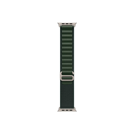 Apple Watch 49mm Loop: Dark Green Alpine Loop - Medium - Natural Titanium Finish