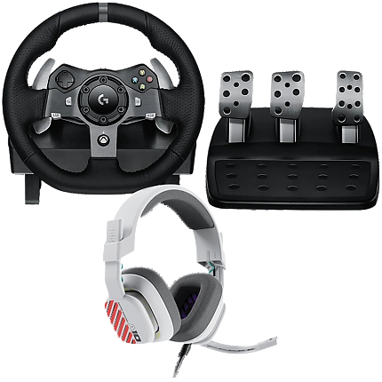 LOGITECH G920 Driving Force Racing Wheel + Astro A10 - WHITE