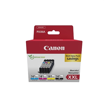 Canon CLI-581 XXL BK/C/M/Y Multi Pack + Canon Photo Paper Variety Pack A4 & 10 x 15cm (VP-101)