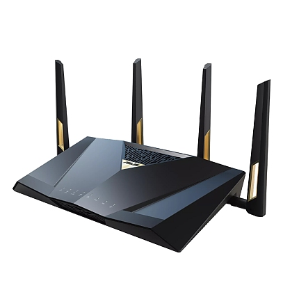 Asus Gaming Wireless Router, RT-BE88U, BE7200, Dual-Band, Quad-Core 2.6GHz CPU, 256MB/2GB Flash/RAM, 4K-QAM, MLO, 10G dual-port, SFP+, 2.5G quad-port, AiProtection Pro, Adaptive QoS, VPN Fusion, Instant Guard, IPTV, OFDMA, MU-MIMO, AiMesh, Black