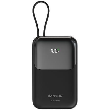 CANYON power bank OnPower 101 built-in cable 10000 mAh PD22.5W Black