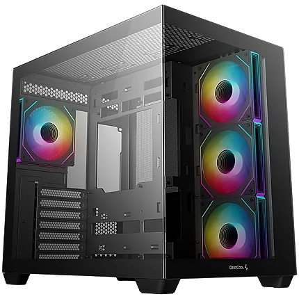 DeepCool CG530 4F, Mid Tower, Mini-ITX/Micro-ATX/ATX, Rear Connector support, 2xUSB3.0, 1xType-C Gen 2, 1xAudio, 3x120mm ARGB Reverse Fan, 1x120mm ARGB Fan, Tempered Glass, Mesh Panel, Black, R-CG530-BKADA4-G-1