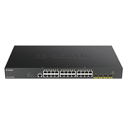 D-Link 24-port Gigabit PoE Smart Managed Switch with 4x 10G SFP+ ports, 370Watts