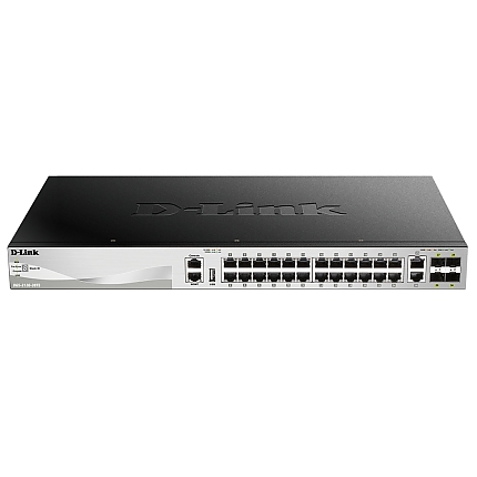 D-Link 24x10/100/1000BASE-T ports Layer 3 Stackable Managed Gigabit Switch with 2x10GBASE-T ports and 4xSFP+ ports