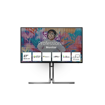 AOC U27U3CV, 27" Nano IPS WLED, 3840x2160@60Hz, 4ms GtG, 400cd m/2, 1300:1, 50M:1 DCR, Adaptive Sync, FlickerFree, Low Blue Light, 3Wx2, Tilt, Height Adjust, Pivot, Swivel, 2xHDMI, DP, USB hub