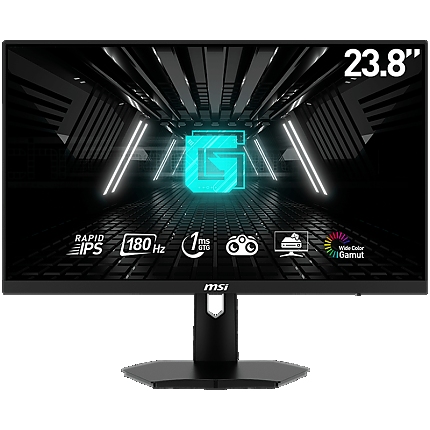 MSI G244F E2 Gaming Monitor, 23.8" 180Hz, FHD (1920x1080) 16:9, Rapid IPS Anti-glare, 1ms, 300nits, 1000:1, 178/178, Adaptive-Sync, Tilt, 1x DP, 2x HDMI, 3Y Warranty