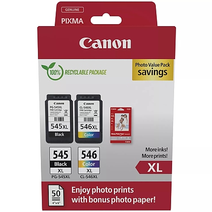 Canon PG-545XL/CL-546XL PVP + Canon Plus Glossy II PP-201, 10x15 cm, 100 sheets