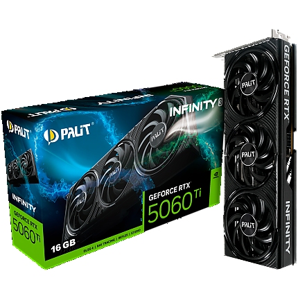 PALIT GeForce RTX 5060 Ti Infinity 3 16GB GDDR7 128 bit, 1x HDMI 2.1b, 3x DP 2.1b, 3 Fan, 1x 8-pin pwr connector, 600W, 291.9 x 116.6 x 41.3 mm, NE7506T019T1-GB2061S