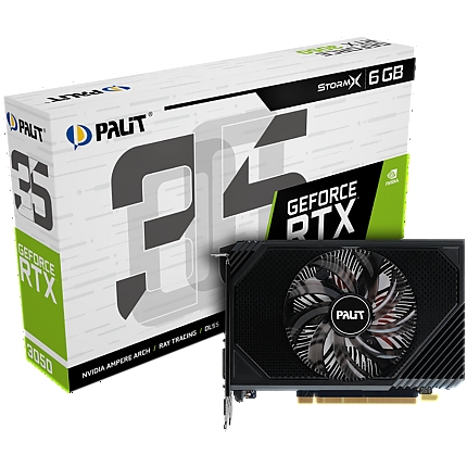 Palit GeForce RTX 3050 StormX 6GB GDDR6, 96 bit, 1x DP 1.4a, 1x HDMI 2.1, 1x DVI, Single fan, recomended PSU 300W, NE63050018JE-1070F.