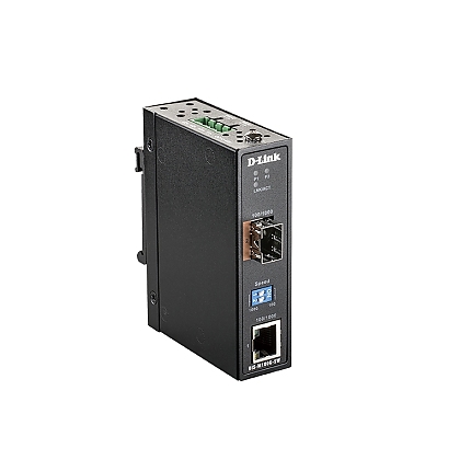 D-Link 10/100/1000 Mbps to SFP Industrial Media Converter with -40 to 70 °C operating range