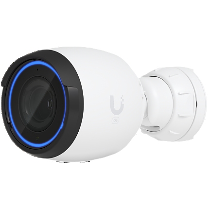 UBIQUITI G5 Pro; 4K (8MP) video resolution; 3x optical zoom; 25 m (82 ft) IR night vision; AI event detections; Record audio with an integrated microphone; Connect and power using PoE; Weatherproof (outdoor exposed).